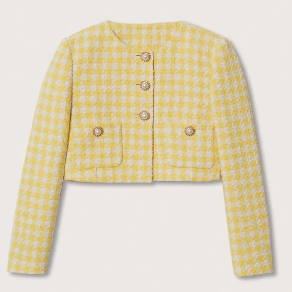 Mango Blazer, size small. Yellow, Tweed